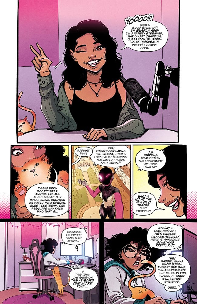 Radiant Pink comic book panel