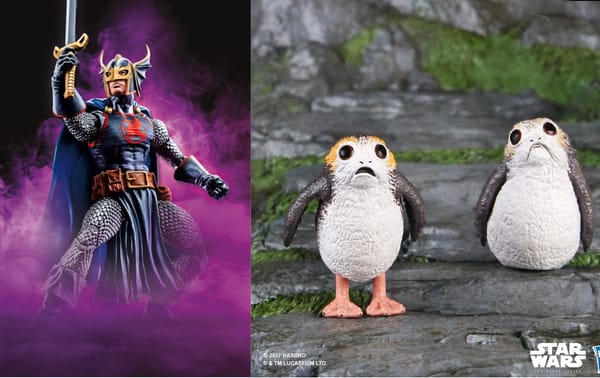 Hasbro MCM London 2017- Marvel Legends Black Knight & Star Wars 6 Inch Black Series Porgs