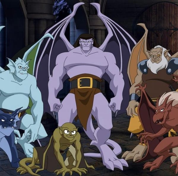 Gargoyles characters Goliath, Hudson, Brooklyn, Lexington, and Broadway