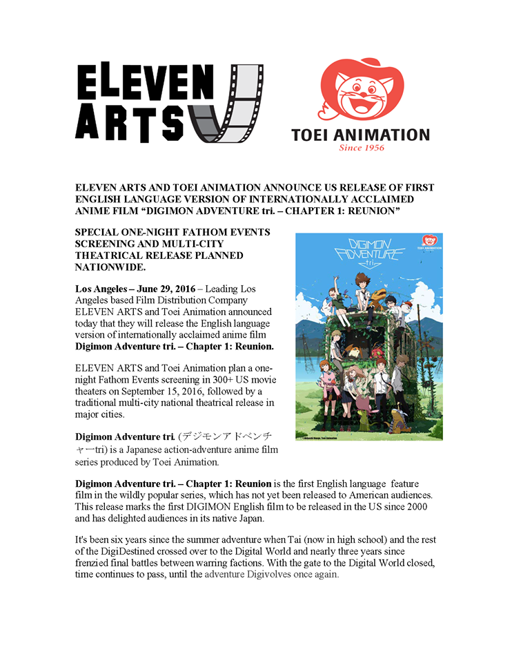 Digimon Adventure Tri Part 1 Reunion Info